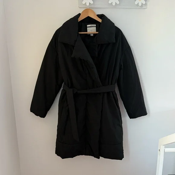 A New Day Black Water-Resistant Belted Puffer Coat Women’s Small - Picture 1 of 3